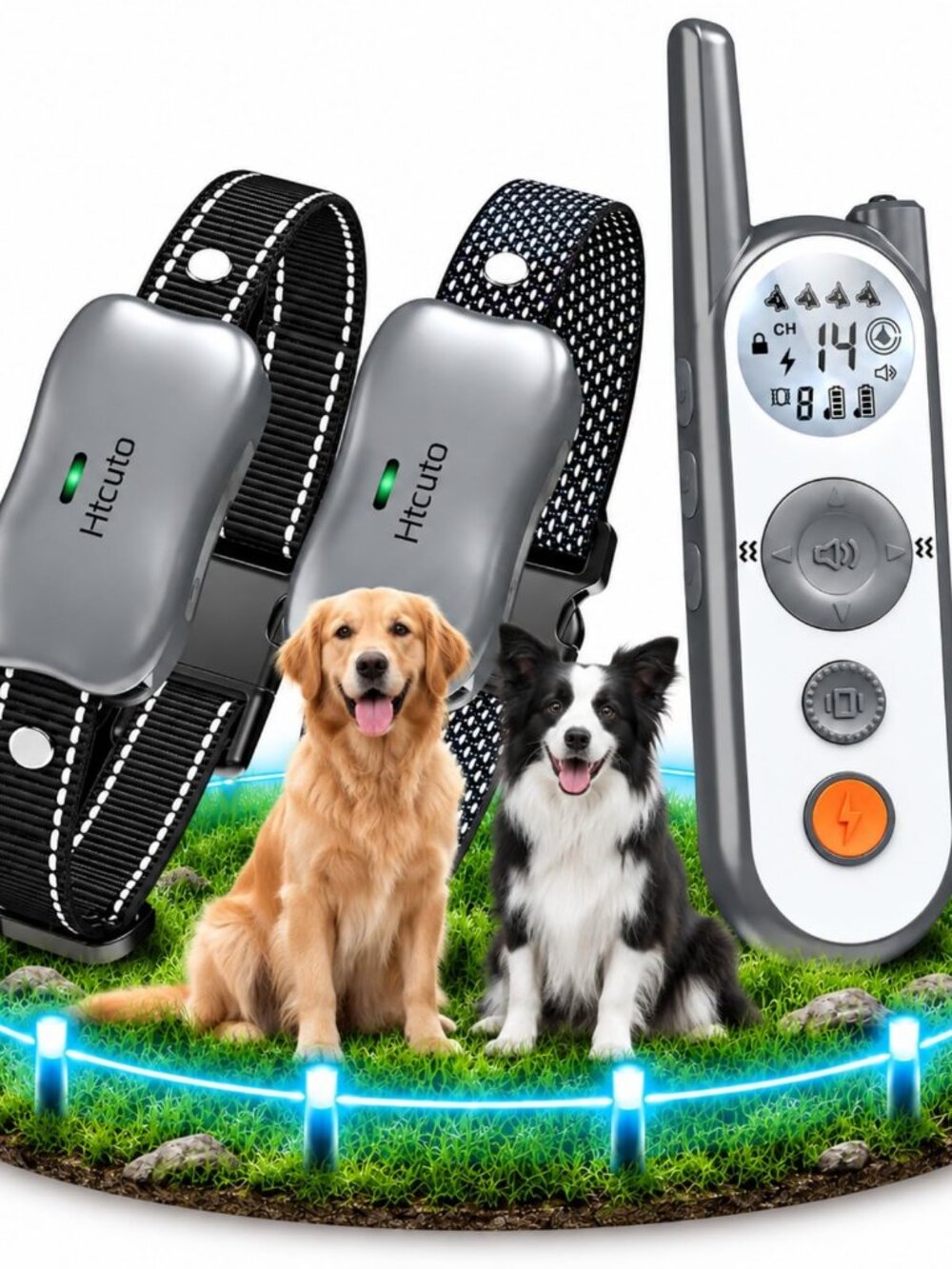 NEW Htcuto Wireless Dog Fence for 2 Dogs Multi-Mode 2-in-1 Long Range Pet System